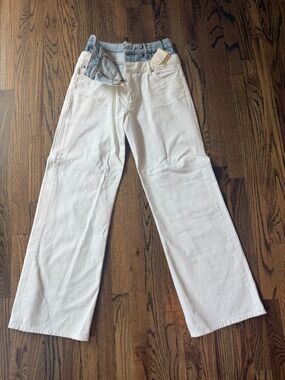 Sandro Cream Wide-Leg Jeans